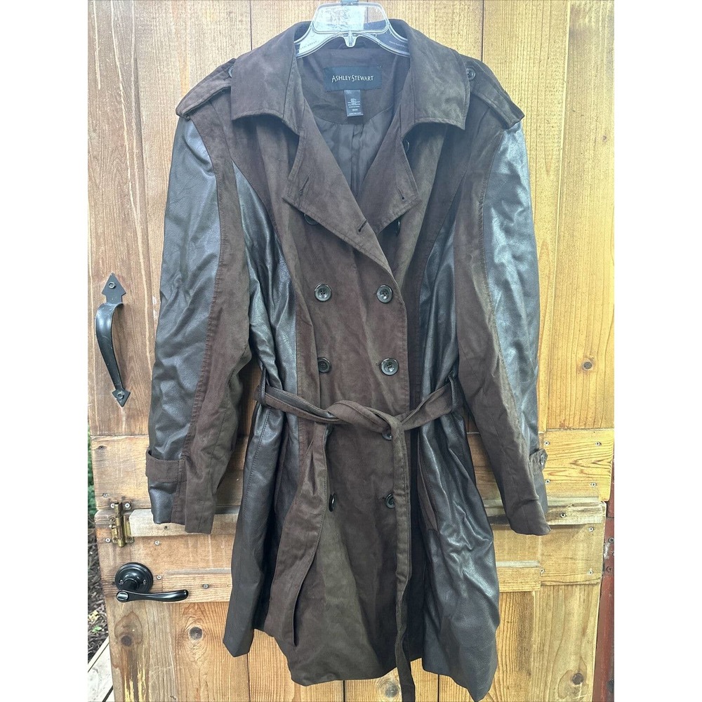 Ashley Stewart Women Trench Coat Jacket Brown Plus Size 18/20